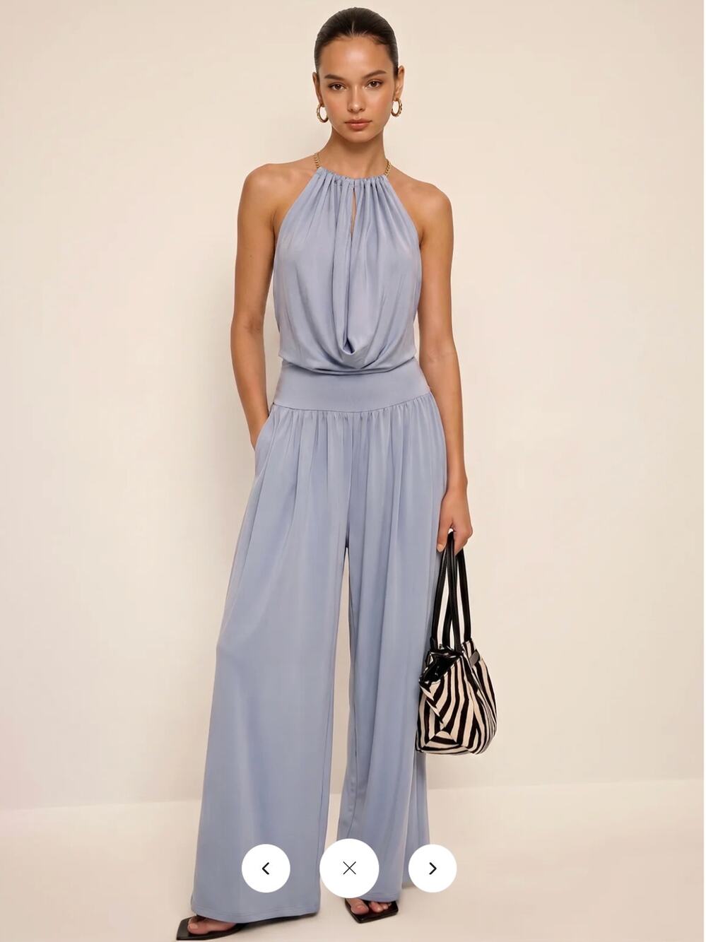 NWT Commense Chain Halter Bodysuit & High-Waisted Palazzo Pants Set Sz L